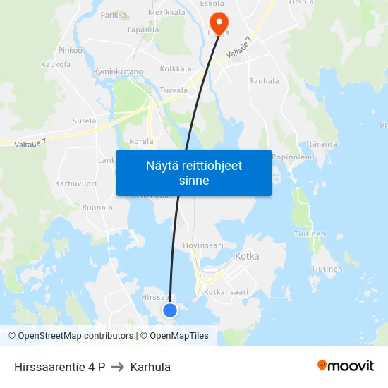 Hirssaarentie 4 P to Karhula map