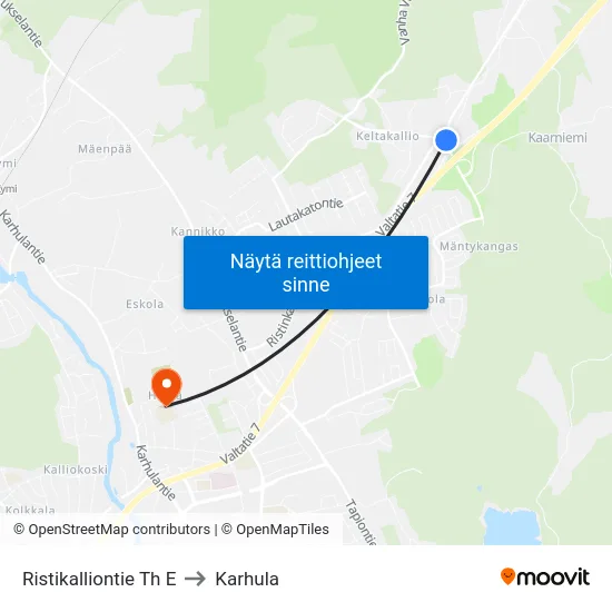 Ristikalliontie Th E to Karhula map