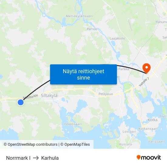 Norrmark I to Karhula map