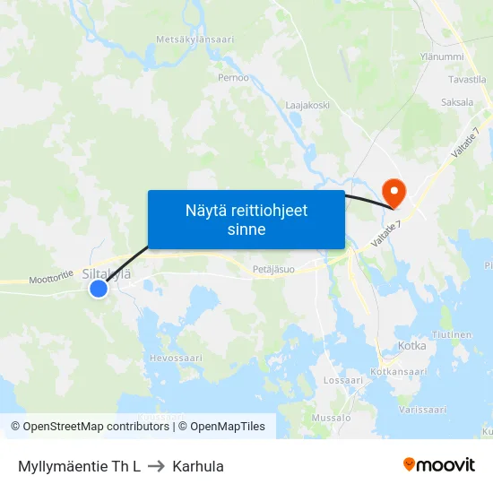 Myllymäentie Th L to Karhula map