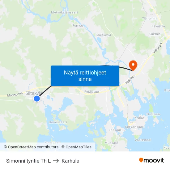 Simonniityntie Th L to Karhula map