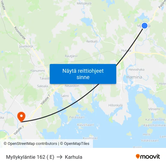 Myllykyläntie 162 ( E) to Karhula map