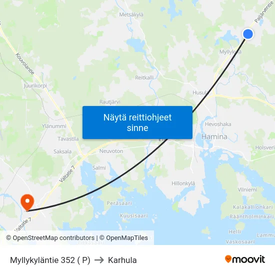 Myllykyläntie 352 ( P) to Karhula map