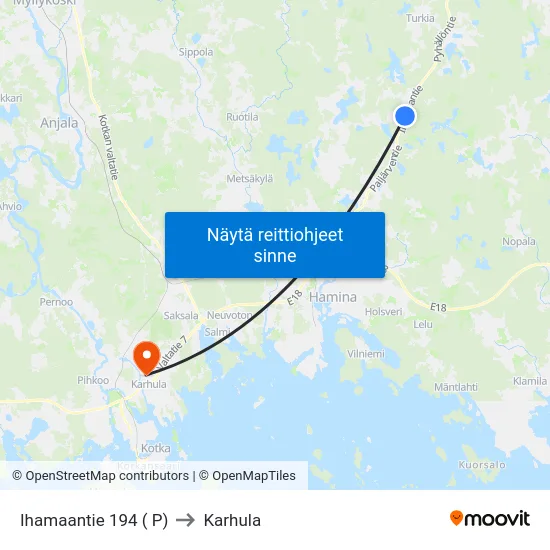Ihamaantie 194 ( P) to Karhula map