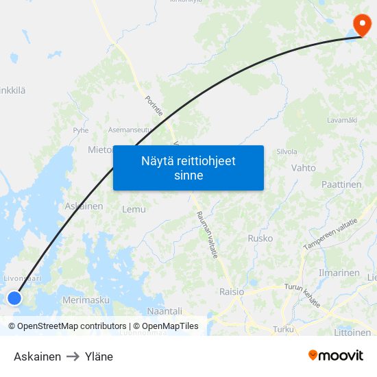 Askainen to Yläne map