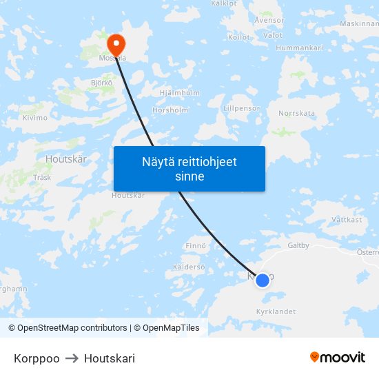 Korppoo to Houtskari map