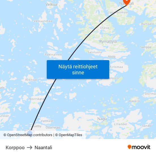 Korppoo to Naantali map