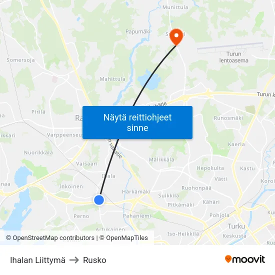 Ihalan Liittymä to Rusko map