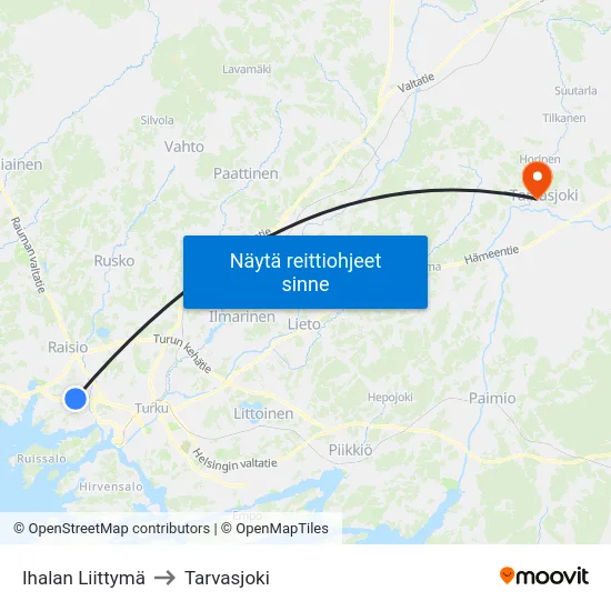 Ihalan Liittymä to Tarvasjoki map