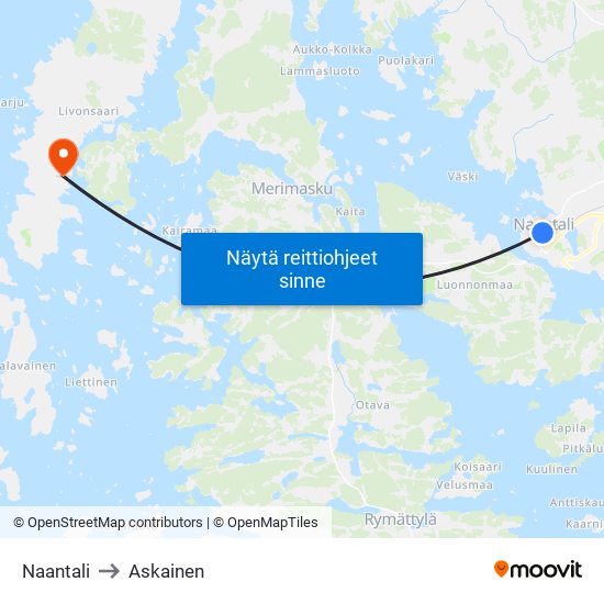 Naantali to Askainen map