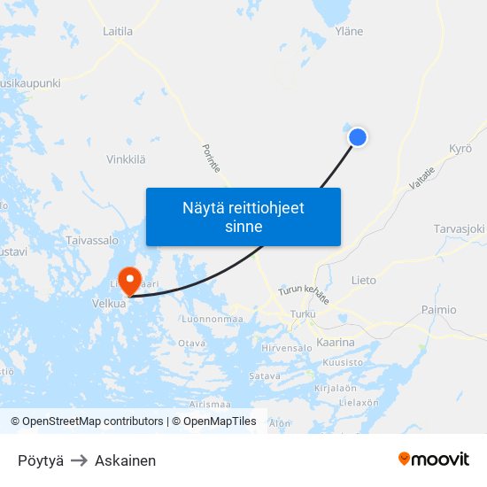 Pöytyä to Askainen map