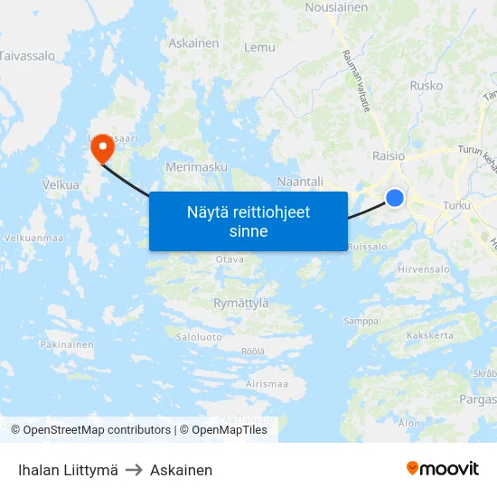 Ihalan Liittymä to Askainen map