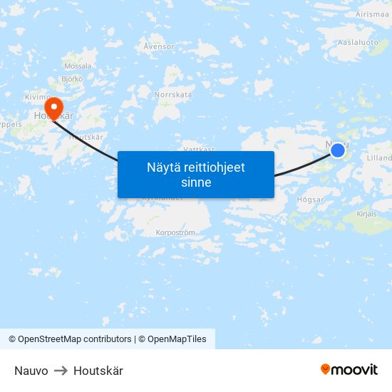 Nauvo to Houtskär map