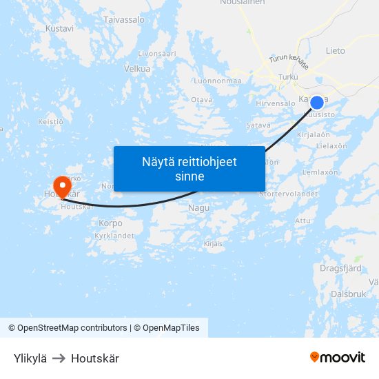 Ylikylä to Houtskär map