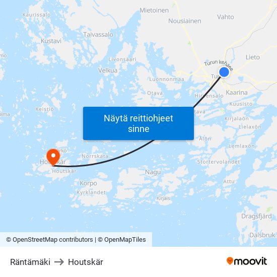 Räntämäki to Houtskär map