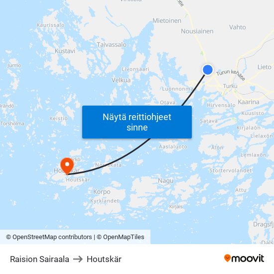 Raision Sairaala to Houtskär map