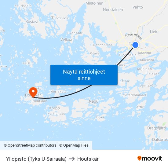 Yliopisto (Tyks U-Sairaala) to Houtskär map