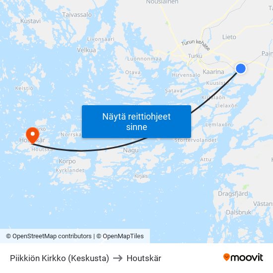 Piikkiön Kirkko (Keskusta) to Houtskär map