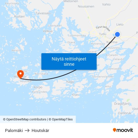 Palomäki to Houtskär map