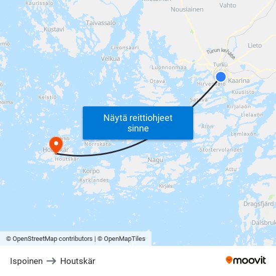 Ispoinen to Houtskär map