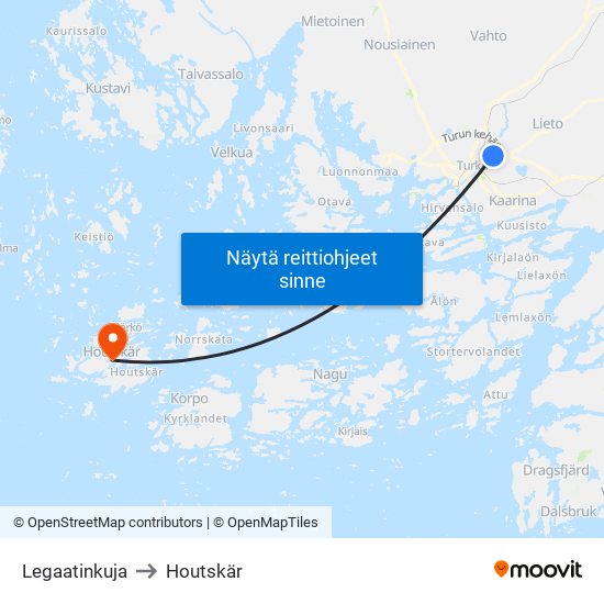 Legaatinkuja to Houtskär map