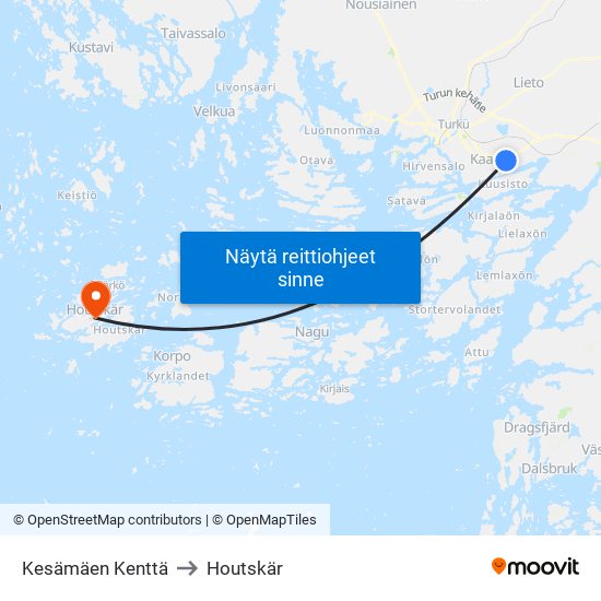 Kesämäen Kenttä to Houtskär map