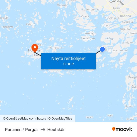 Parainen / Pargas to Houtskär map