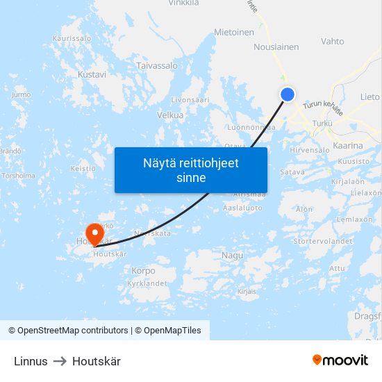 Linnus to Houtskär map