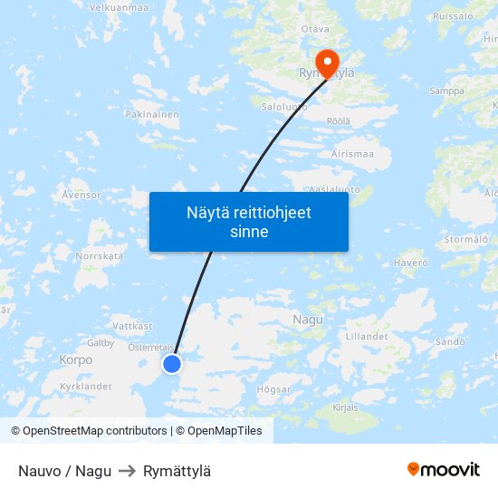 Nauvo / Nagu to Rymättylä map