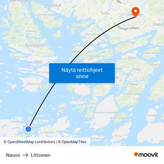 Nauvo to Littoinen map