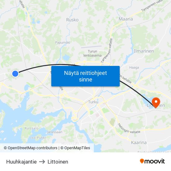 Huuhkajantie to Littoinen map