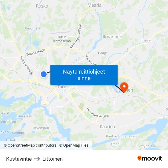 Kustavintie to Littoinen map