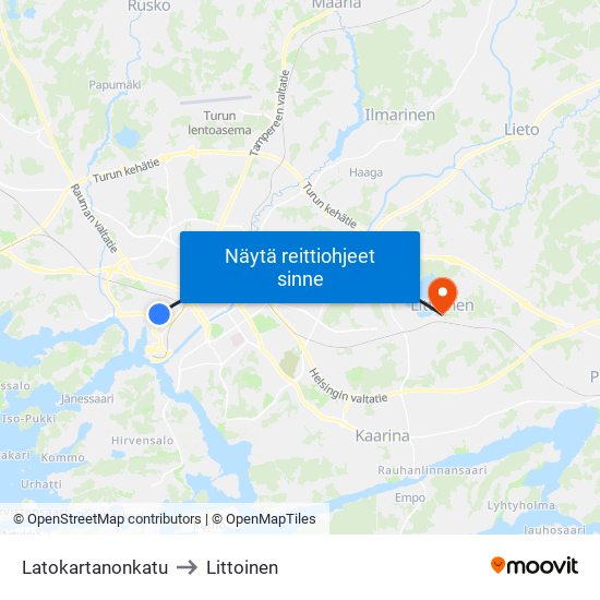 Latokartanonkatu to Littoinen map