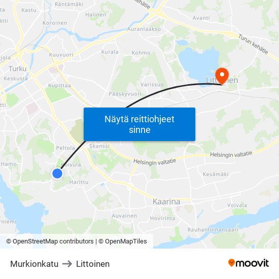 Murkionkatu to Littoinen map