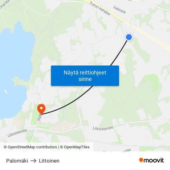 Palomäki to Littoinen map