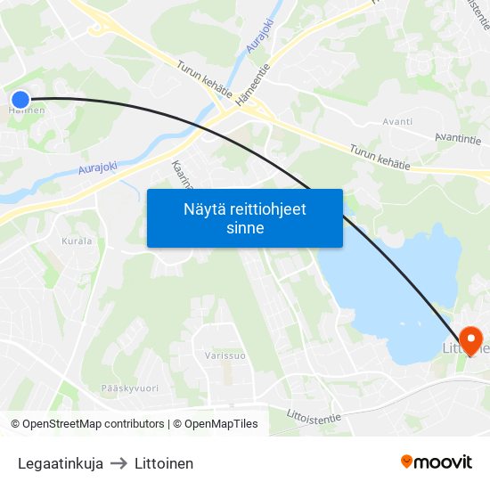 Legaatinkuja to Littoinen map