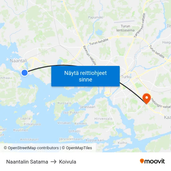 Naantalin Satama to Koivula map