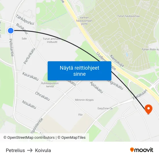Petrelius to Koivula map