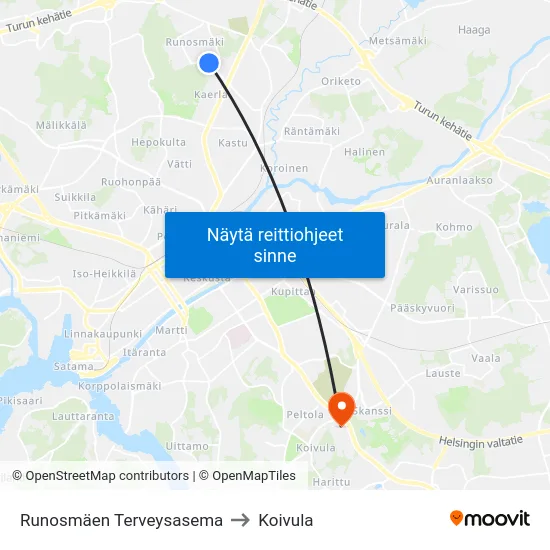 Runosmäen Terveysasema to Koivula map