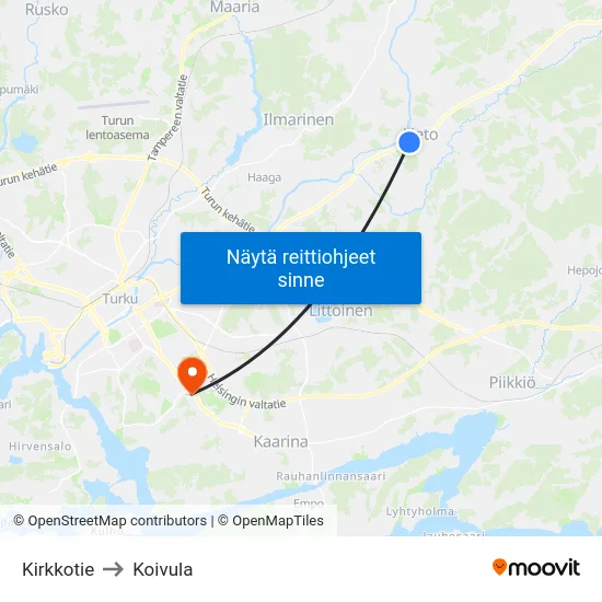 Kirkkotie to Koivula map