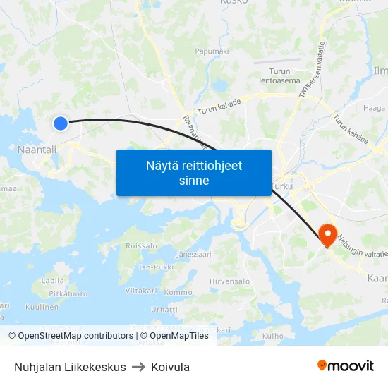 Nuhjalan Liikekeskus to Koivula map