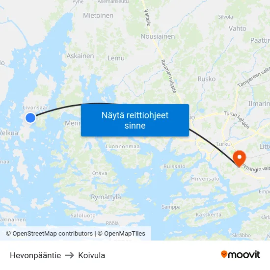 Hevonpääntie to Koivula map
