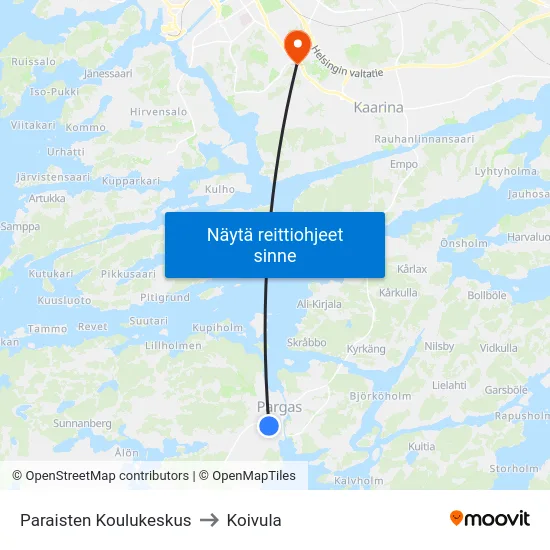 Paraisten Koulukeskus to Koivula map