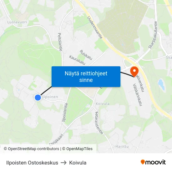 Ilpoisten Ostoskeskus to Koivula map