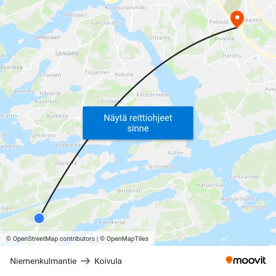 Niemenkulmantie to Koivula map