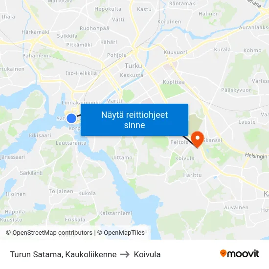 Turun Satama, Kaukoliikenne to Koivula map