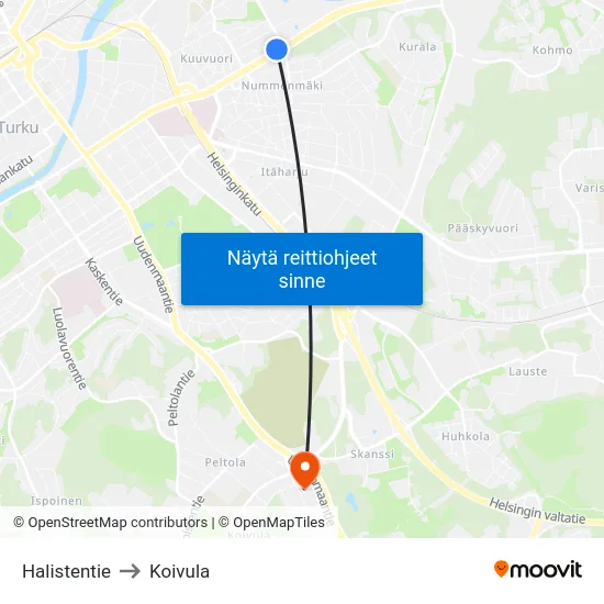 Halistentie to Koivula map