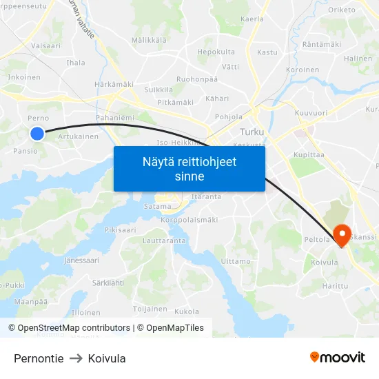Pernontie to Koivula map