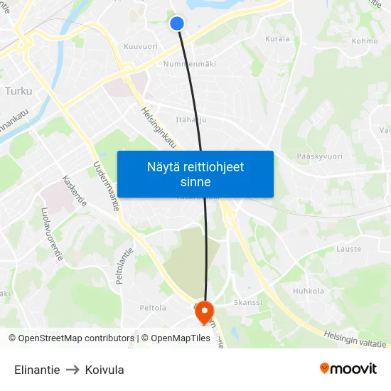 Elinantie to Koivula map
