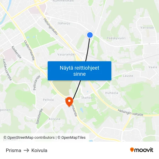 Prisma to Koivula map